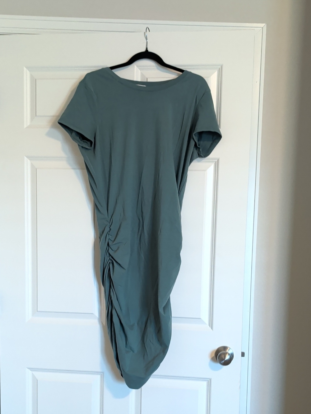 Nine West Sage Green Ruched Midi Dress